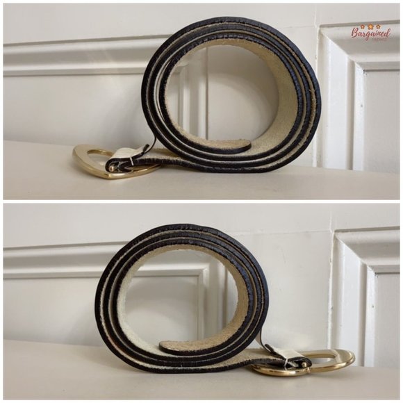 Authentic Gucci Cream Leather Gold Heart Shaped Engraved Script Logo Belt 90/36 - Picture 9 of 13